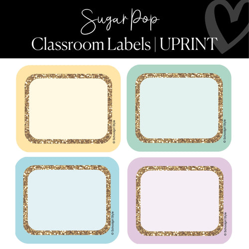 pastel and glitter labels