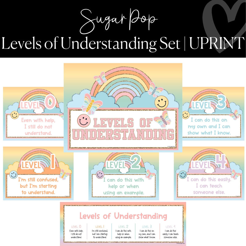Printable Levels of Understanding Posters Classroom Decor Sugar Pop by UPRINT