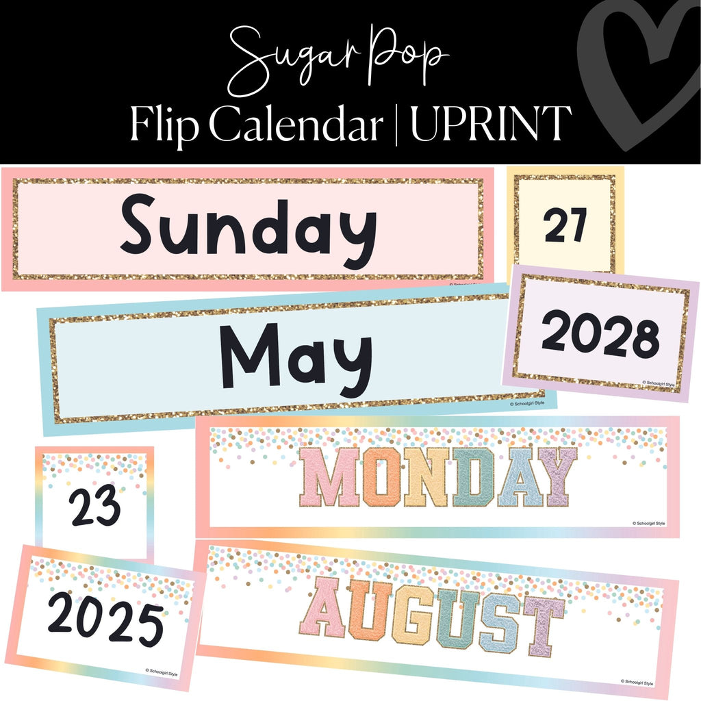 Flip Calendar Pastel Classroom Decor Schoolgirl Style flip-calendar-pastel-classroom-decor-schoolgirl-style
