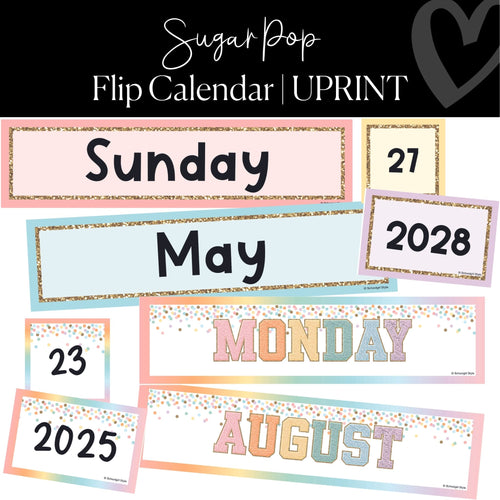 Printable Flip Calendar Classroom Decor Sugar Pop by UPRINT