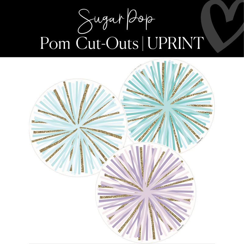Printable Pastel Pom Cut-Out Sugar Pop XL Classroom by UPRINT