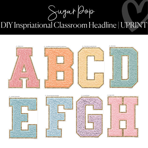 Printable Patch Bulletin Board Letters Classroom Headline Sugar Pop by UPRINT