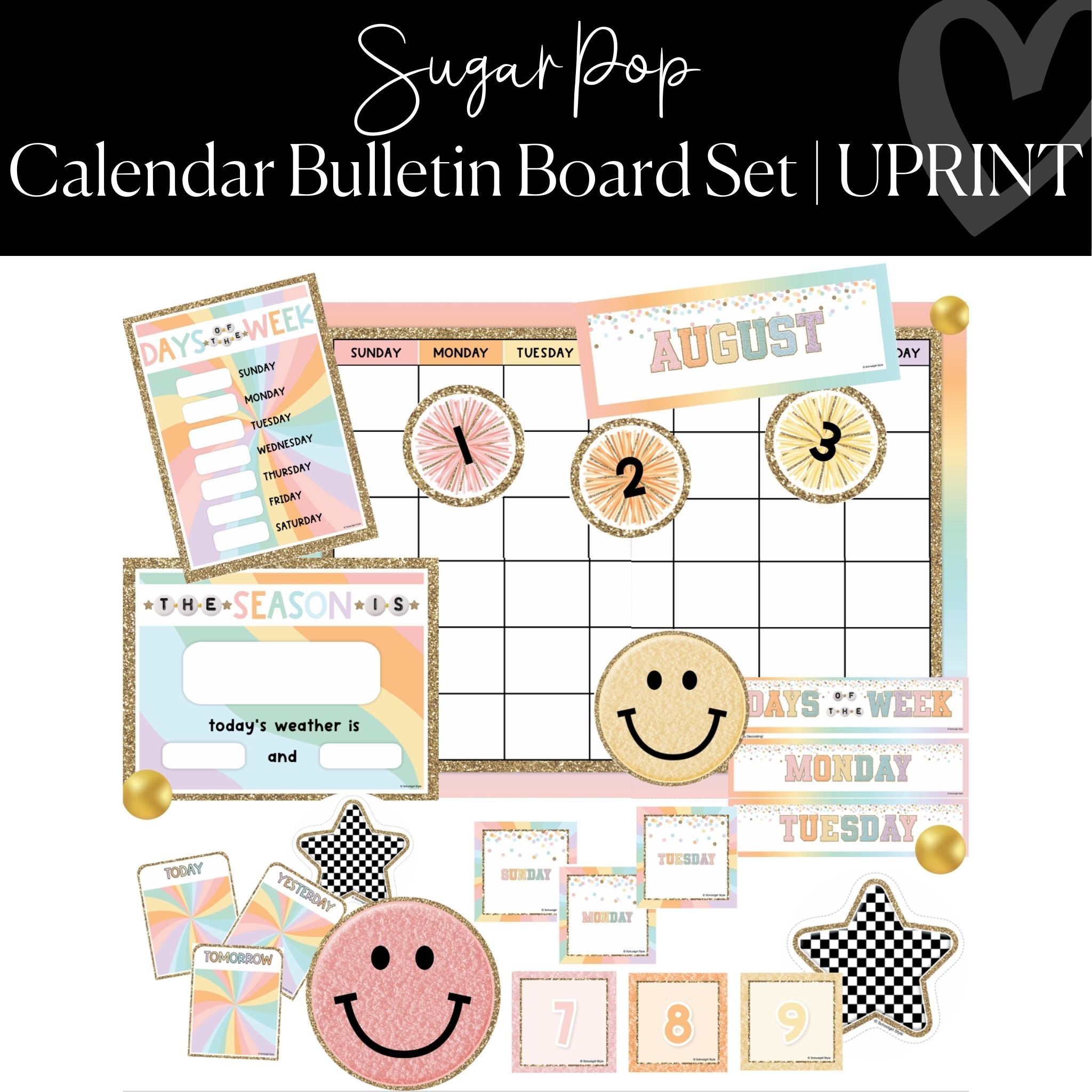 Classroom Calendar Pocket Chart, School Calendar for Kids Learning
