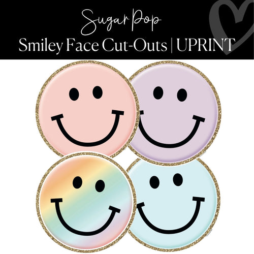 Printable Smiley Face Puff Cut-Out Sugar Pop XL Classroom Decor by UPRINT