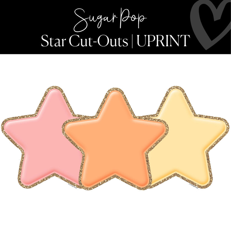 Printable Puff Star Cut-Out Sugar Pop Regular and XL by UPRINT