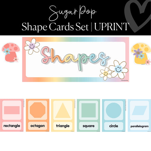 Printable Shape Cards Bulletin Board Classroom Decor Sugar Pop by UPRINT