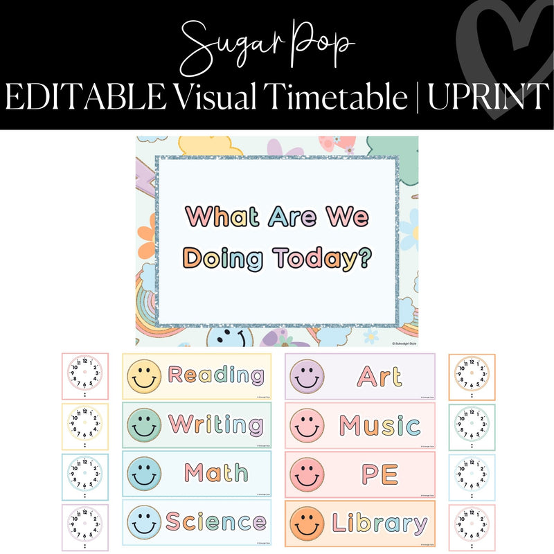 Editable Visual Timetable Classroom Management Sugar Pop by UPRINT