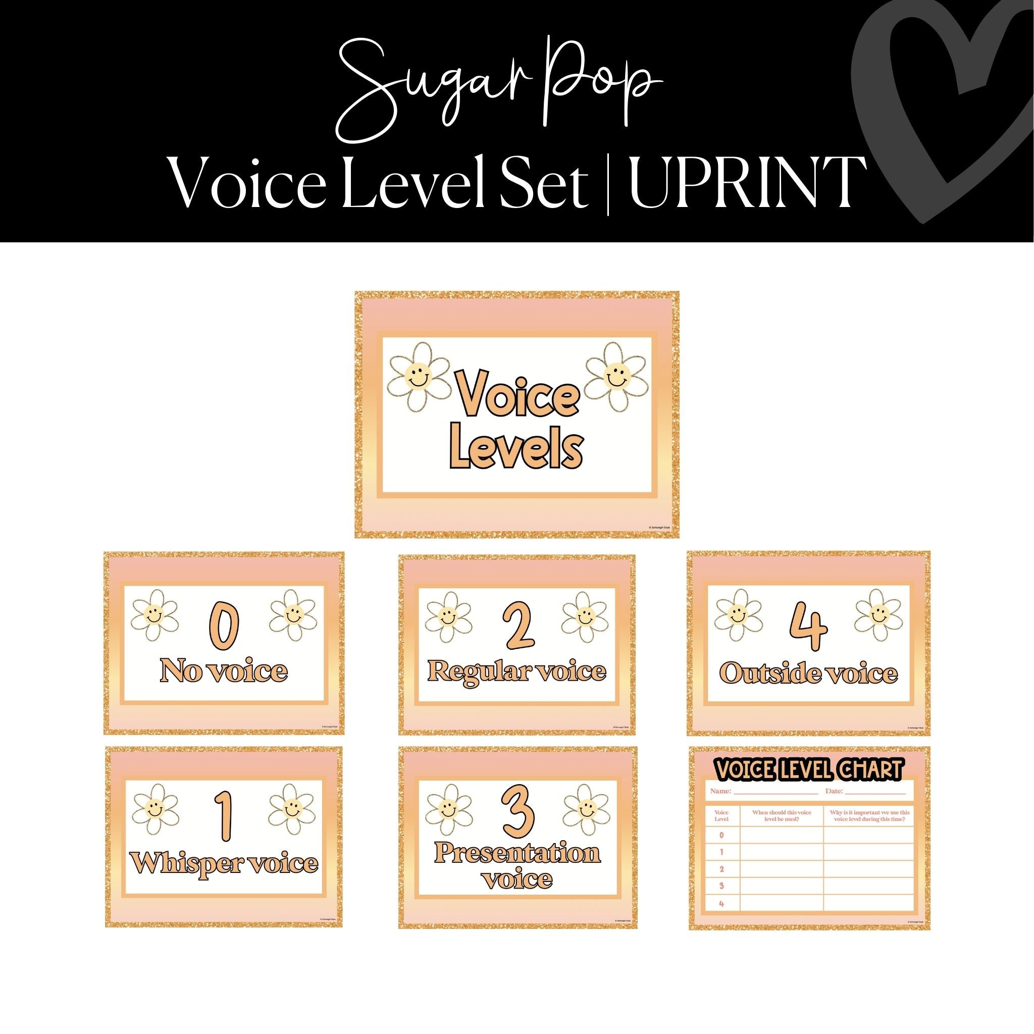 Printable Voice Level Poster Set Classroom Management Schoolgirl Style Printable voice level poster set classroom management schoolgirl style