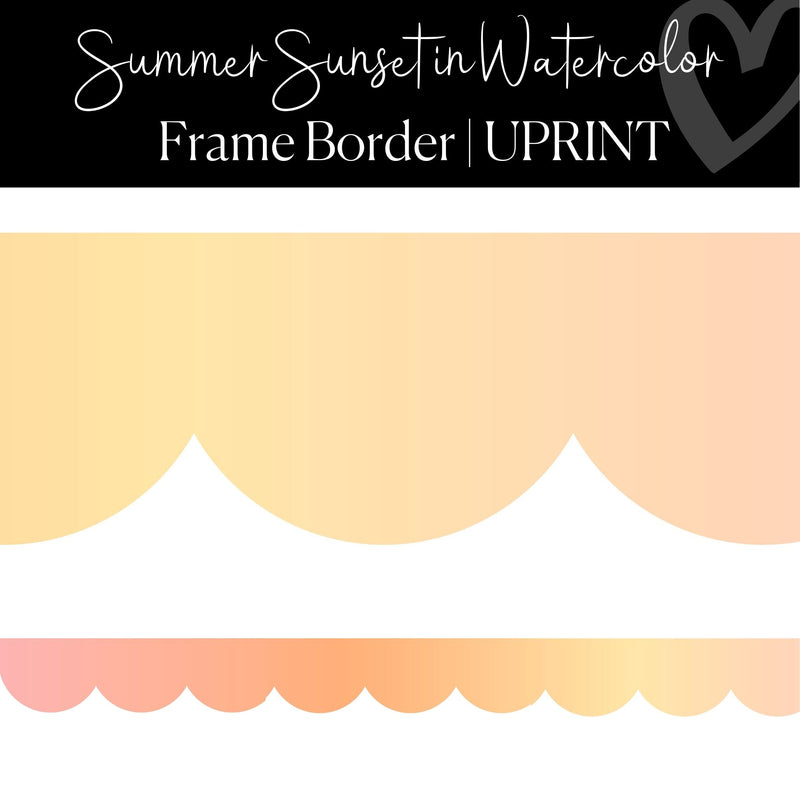 Printable Classroom Border Watercolor Rainbow Scallop Border Summer Sky in Watercolor  by UPRINT