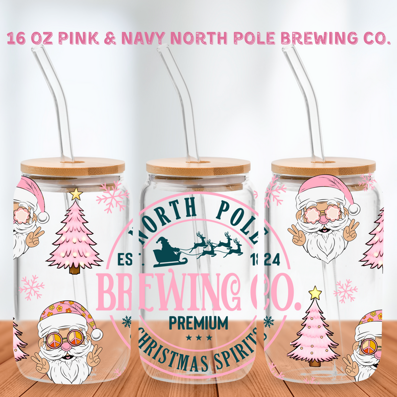 Pink & Navy North Pole Brewing Co. | Glass Can | Crafting by Mayra | Hey, TEACH!