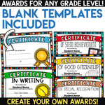 End of Year Awards Certificates Classroom Student Academic Awards Day EDITABLE