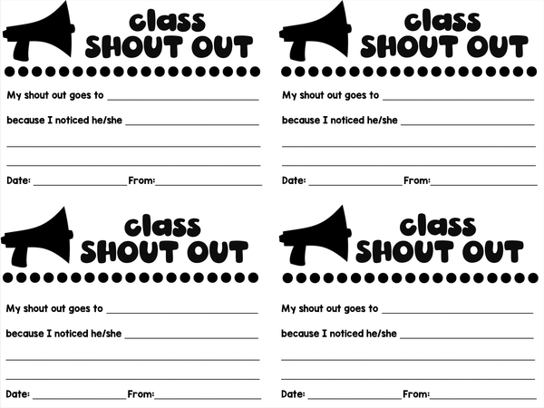 Student Shout Out Slips FREEBIE | Printable Classroom Resource | Miss ...