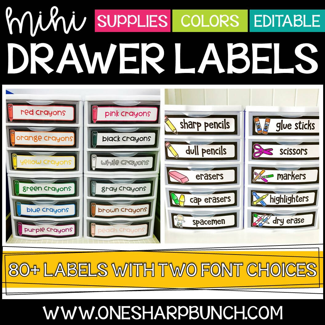 Mini Sterilite Drawer Labels For Classroom Supplies & Teacher Supplies 