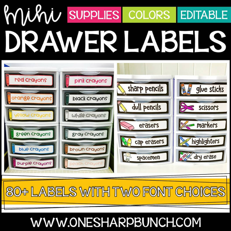 Mini Sterilite Drawer Labels for Classroom Supplies & Teacher Supplies