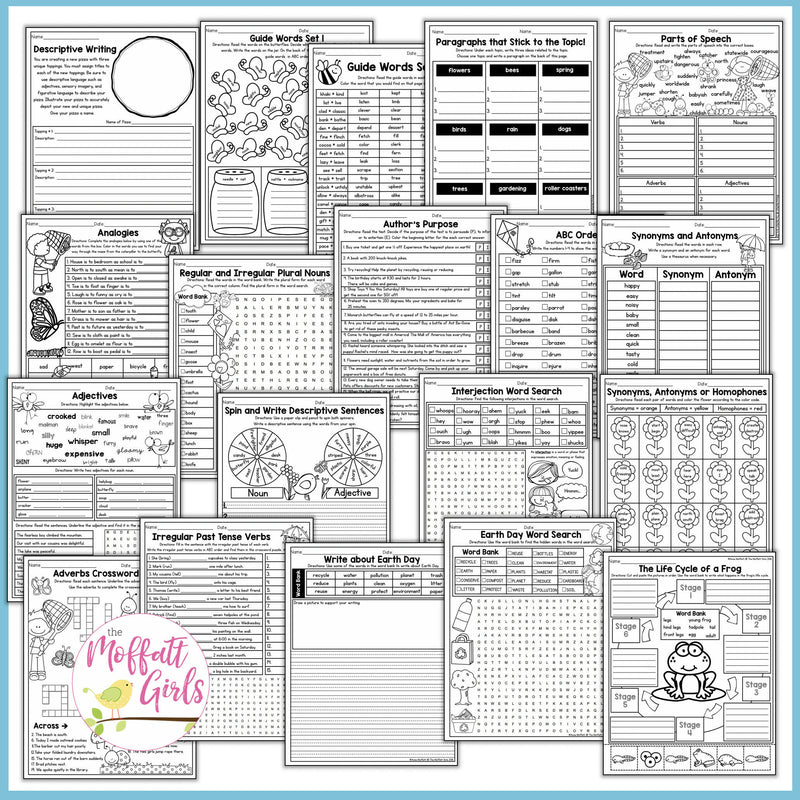 3rd Grade April NO PREP Packet | Printable Classroom Resource | The Moffatt Girls