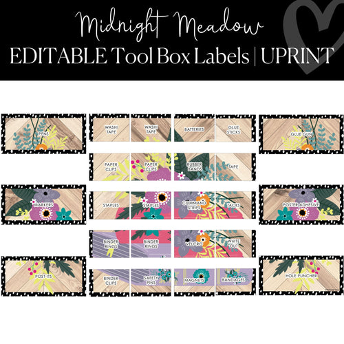 Editable Teacher Tool Box Labels Printable Classroom Decor Midnight Meadow By UPRINT