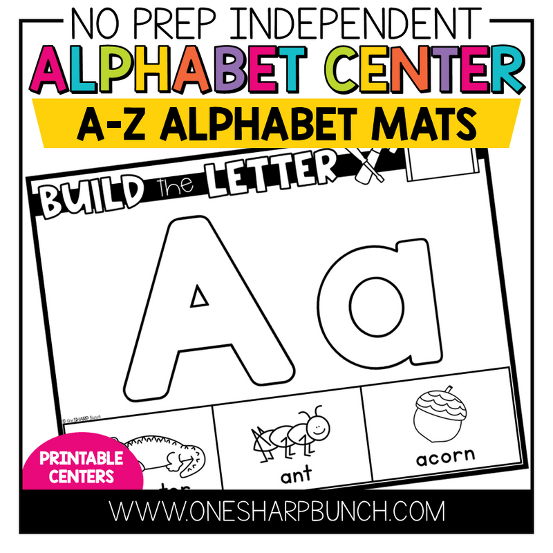 No Prep Independent Alphabet Center A-Z Alphabet Mats by One Sharp Bunch
