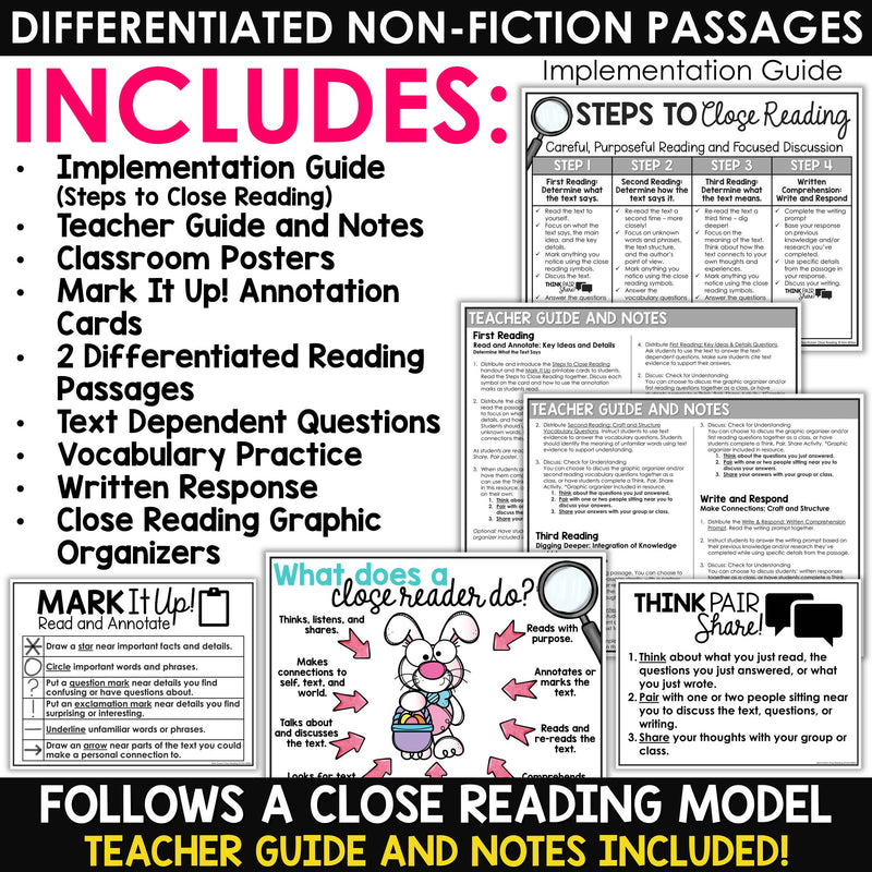 Easter Activities Close Reading Comprehension Passages Spring Reading Passages