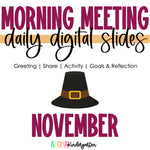 Morning Meeting Digital Slides November by the Aloha Kindergarten