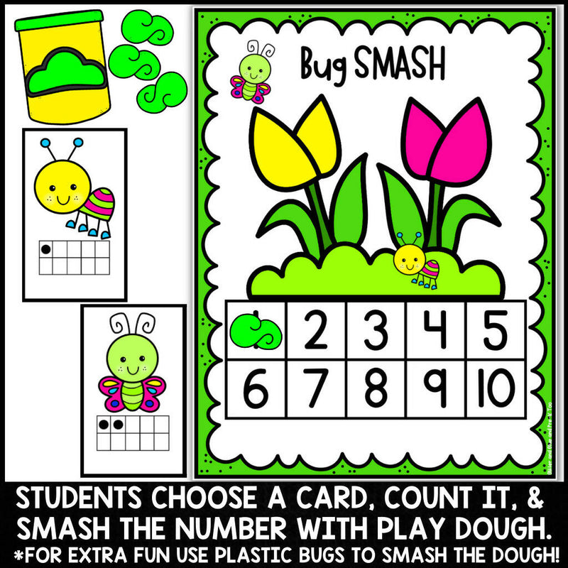 Bug Math & Literacy SMASH Games | Printable Classroom Resource | Glitter and Glue and Pre-K Too