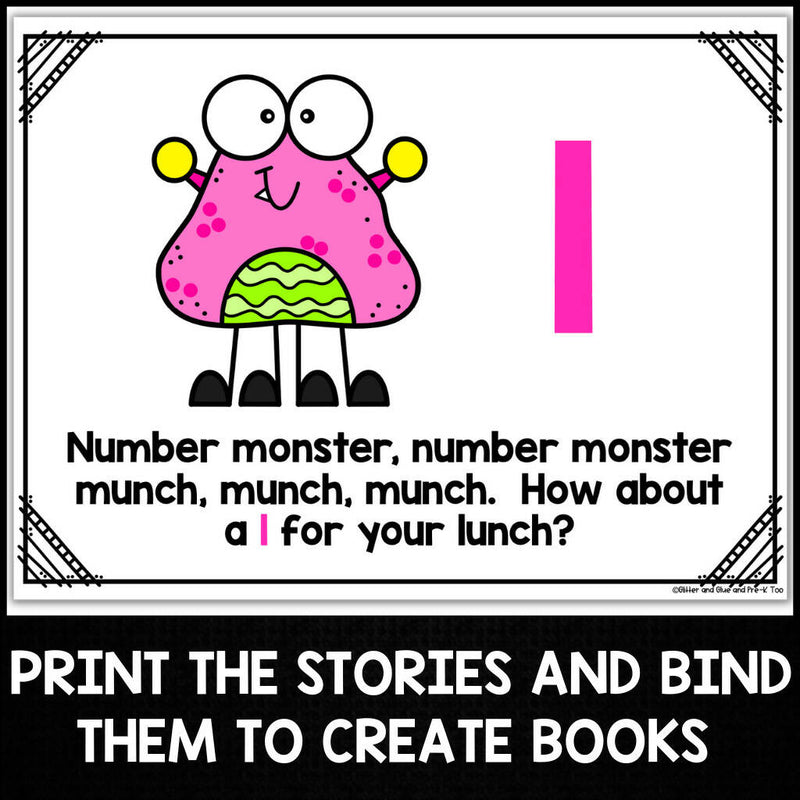 Feed the Monster Interactive Books | Printable Classroom Resource | Glitter and Glue and Pre-K Too