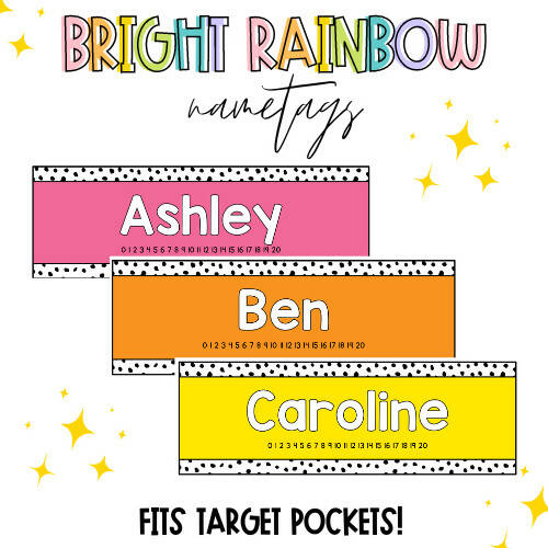 Bright Rainbow Nametags Fits Target Pockets by Kinder and Kindness