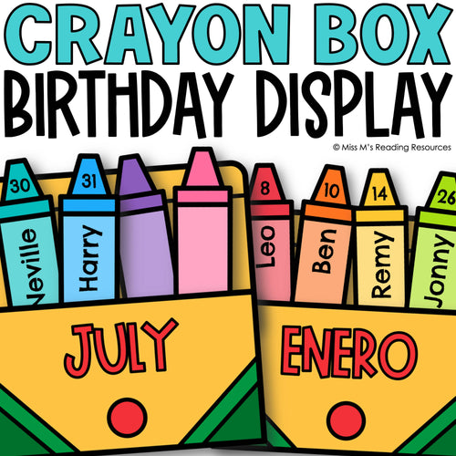 Crayon Box Birthday Display by Miss M's Reading Resources