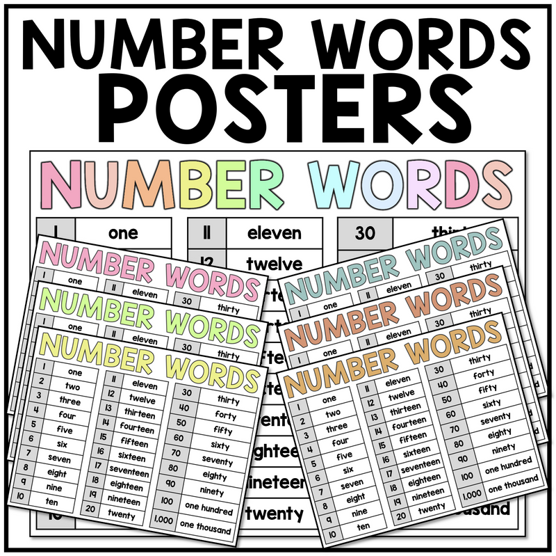 Number Words Posters by Miss West Best