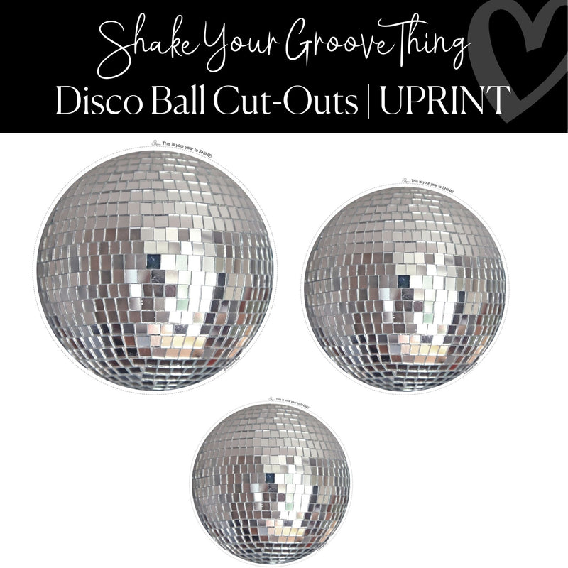 Printable Groovy Disco Cut-Outs Shake Your Groove Thing Regular and XL Classroom Cut-Out by UPRINT