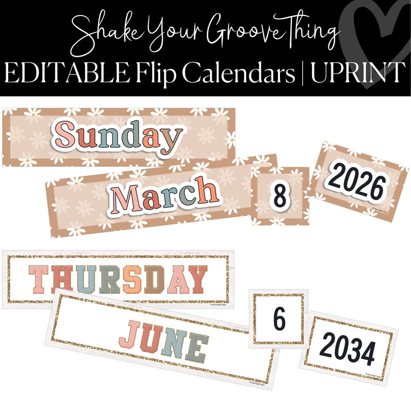 Printable Groovy Flip Calendar Classroom Decor Shake Your Groove Thing by UPRINT