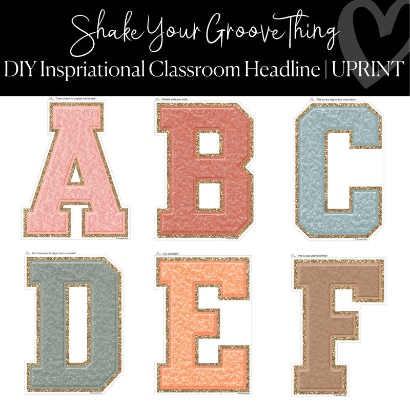 Printable Groovy Patch Bulletin Board Letters Classroom Headline Shake Your Groove Thing by UPRINT