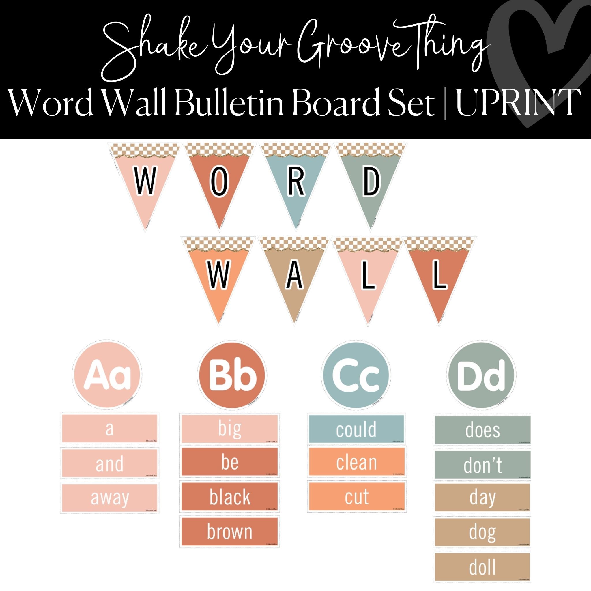 Printable Word Wall Bulletin Board Set | Groovy Classroom Decor ...