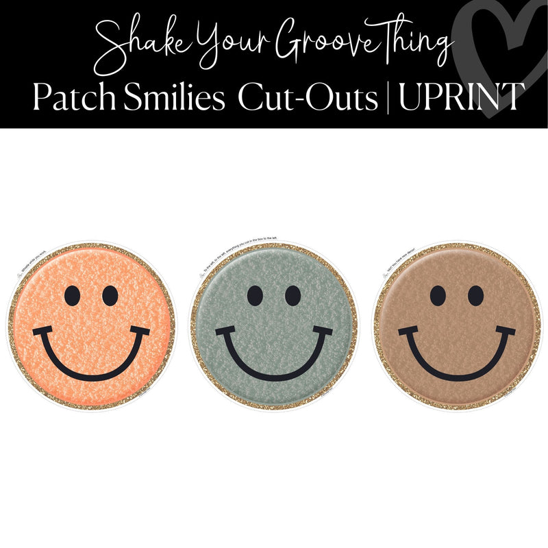 Printable Groovy Smiley Face Patch Cut-out Shake Your Groove Thing Regular and XL Classroom by UPRINT