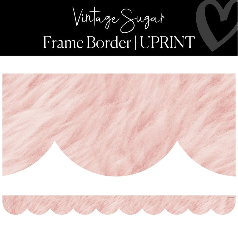 Printable Classroom Border Textured Pinke Scallop Border Vintage Sugar   by UPRINT