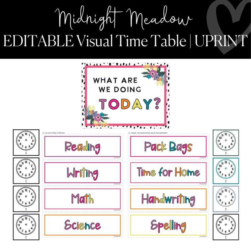 Editable Visual Timetable Classroom Management Midnight Meadow by UPRINT