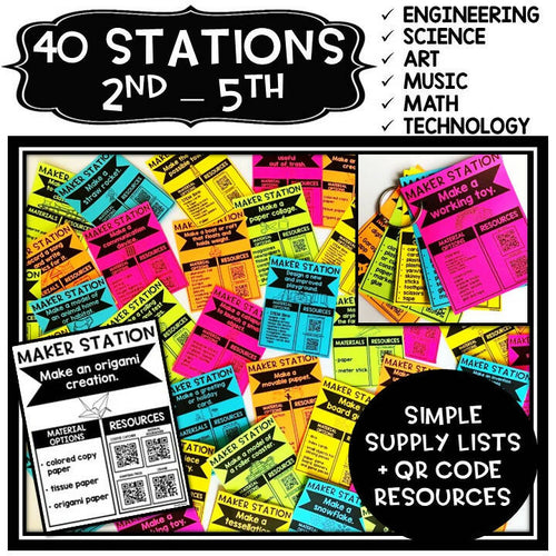 Maker Stations for Makerspaces - Makerspace & STEM Activities | Printable Classroom Resource | Teach Outside the Box- Brooke Brown