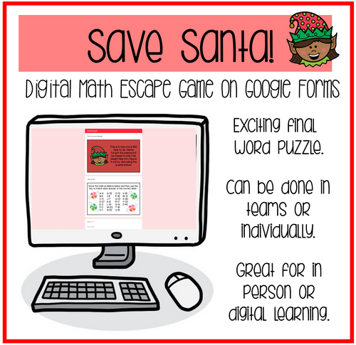 Save Santa A Digital Math Escape Game on Google Forms | Printable Classroom Resource | Mrs. Munch's Munchkins