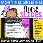 April Spring Morning Meeting Slides Daily Agenda Morning Greeting EDITABLE