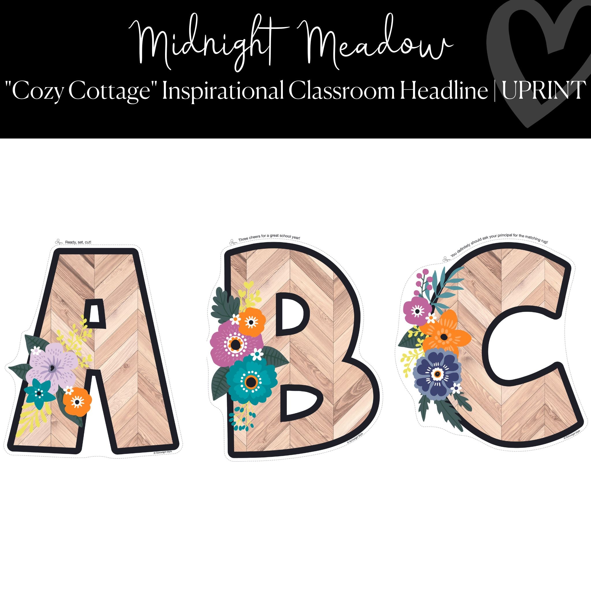 Shiplap Letters | Floral Classroom Decor| Midnight Meadow | UPRINT | S ...