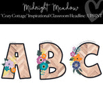 Shiplap Letters Floral Classroom Decor Midnight Meadow by UPRINT