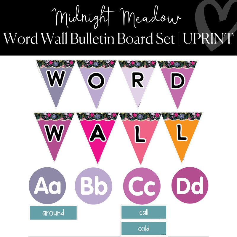 Printable Word Wall Bulletin Board Set Classroom Decor Midnight Meadow by UPRINT