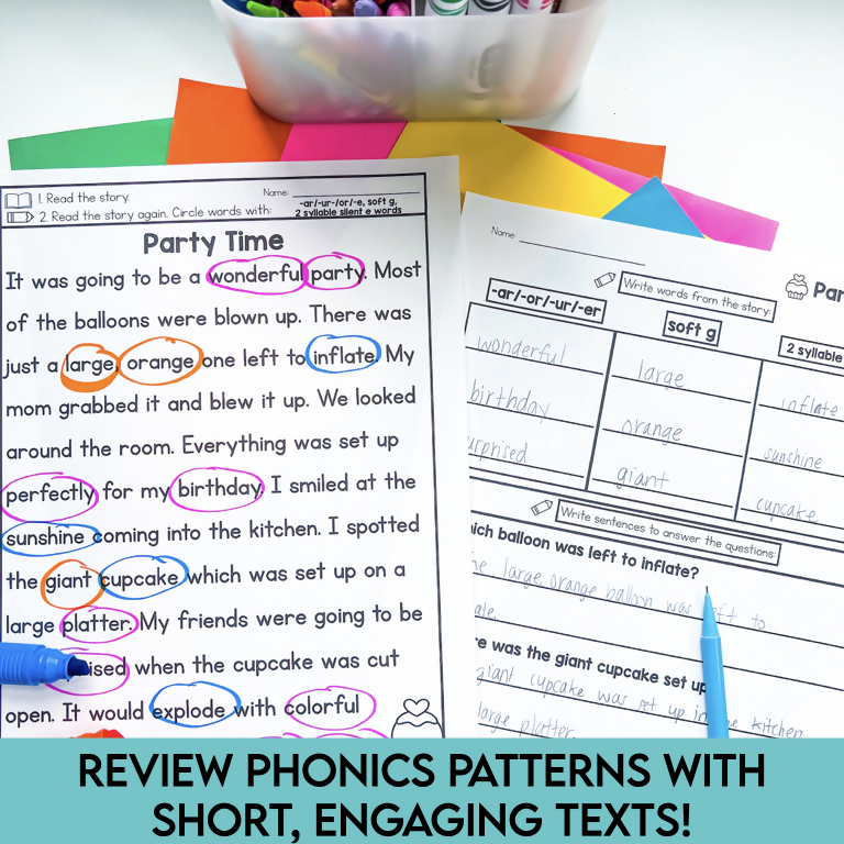 2nd and 3rd Grade Phonics Focused Review Passages