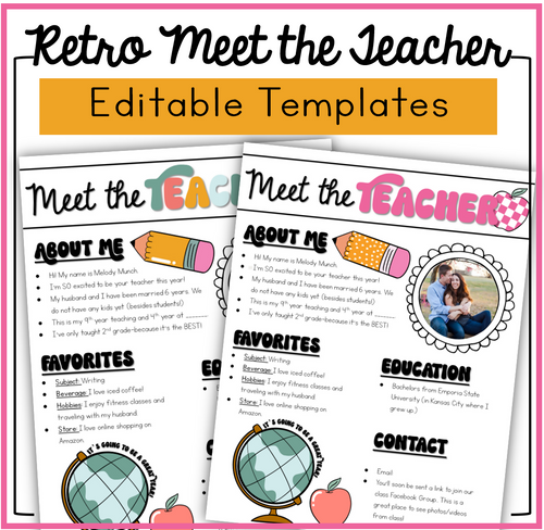 Retro Meet the Teacher Editable Templates