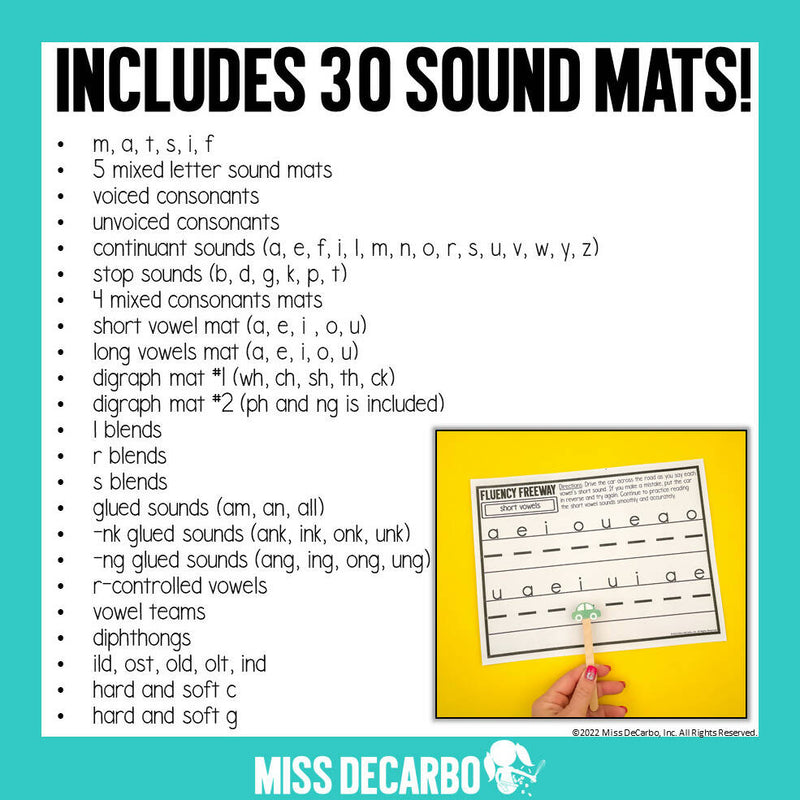 Fluency Freeway Sound Automaticity Mats | Printable Classroom Resource | Miss DeCarbo
