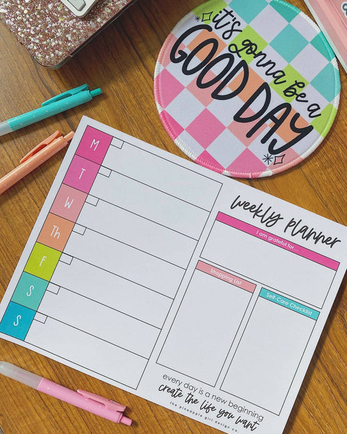 Weekly Planner Notepad by The Pinapple Girl Design Co.