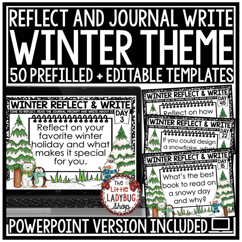 Winter Journal Reflection | Writing Prompts | Printable Teacher Resources | The Little Ladybug Shop