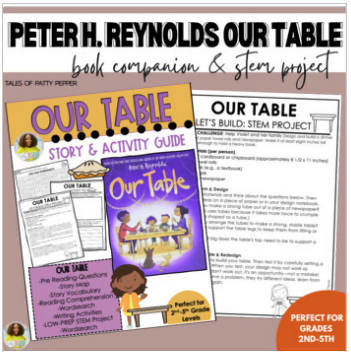Our Table Book Companion & STEM Project | Printable Classroom Resource | Tales of Patty Pepper