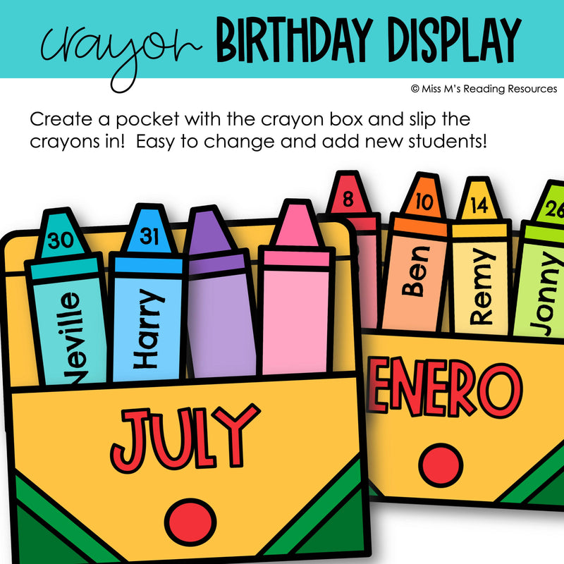 Classroom Decor Birthday Display Birthday Bulletin Board Happy Birthday Chart | Printable Classroom Resource | Miss M's Reading Reading Resources 