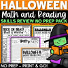 Halloween Activities Math Reading Writing Worksheets October Fall No Prep
