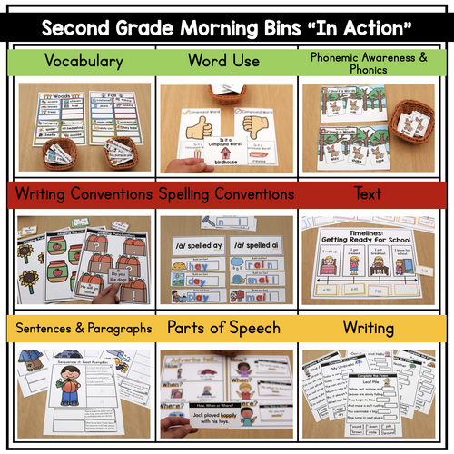 2nd Grade October Morning Bins | Printable Classroom Resource | The Moffatt Girls